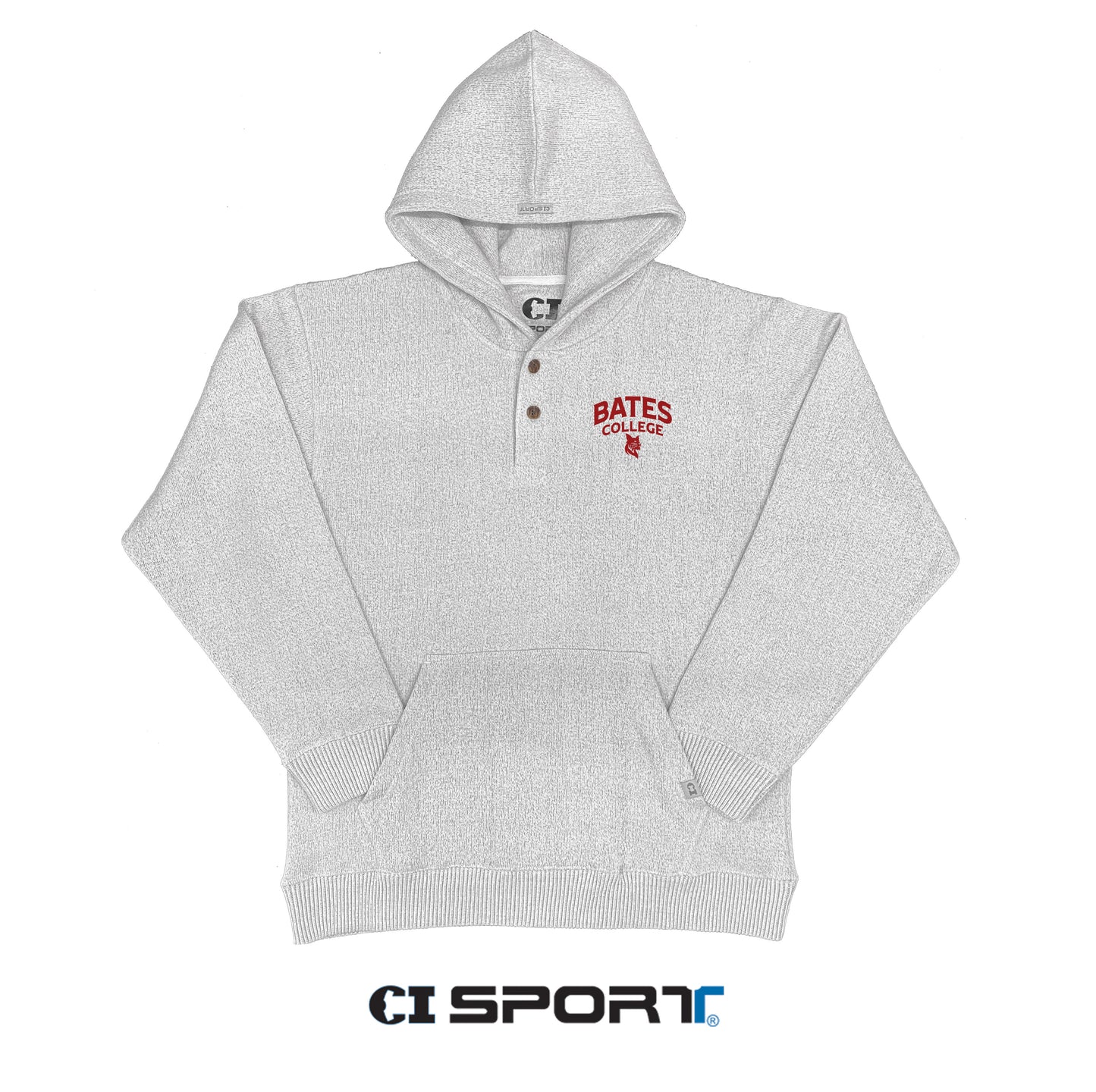 Grey Henley Hoodie Sweatshirt