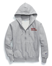 Full Zip Grey Reverse Weave BATES COLLEGE Hoodie Sweatshirt from Champion