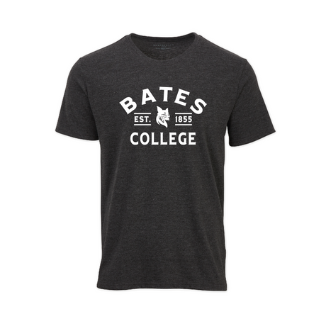 Charcoal BATES COLLEGE Tee with Bobcat Logo 1855 from Boxercraft