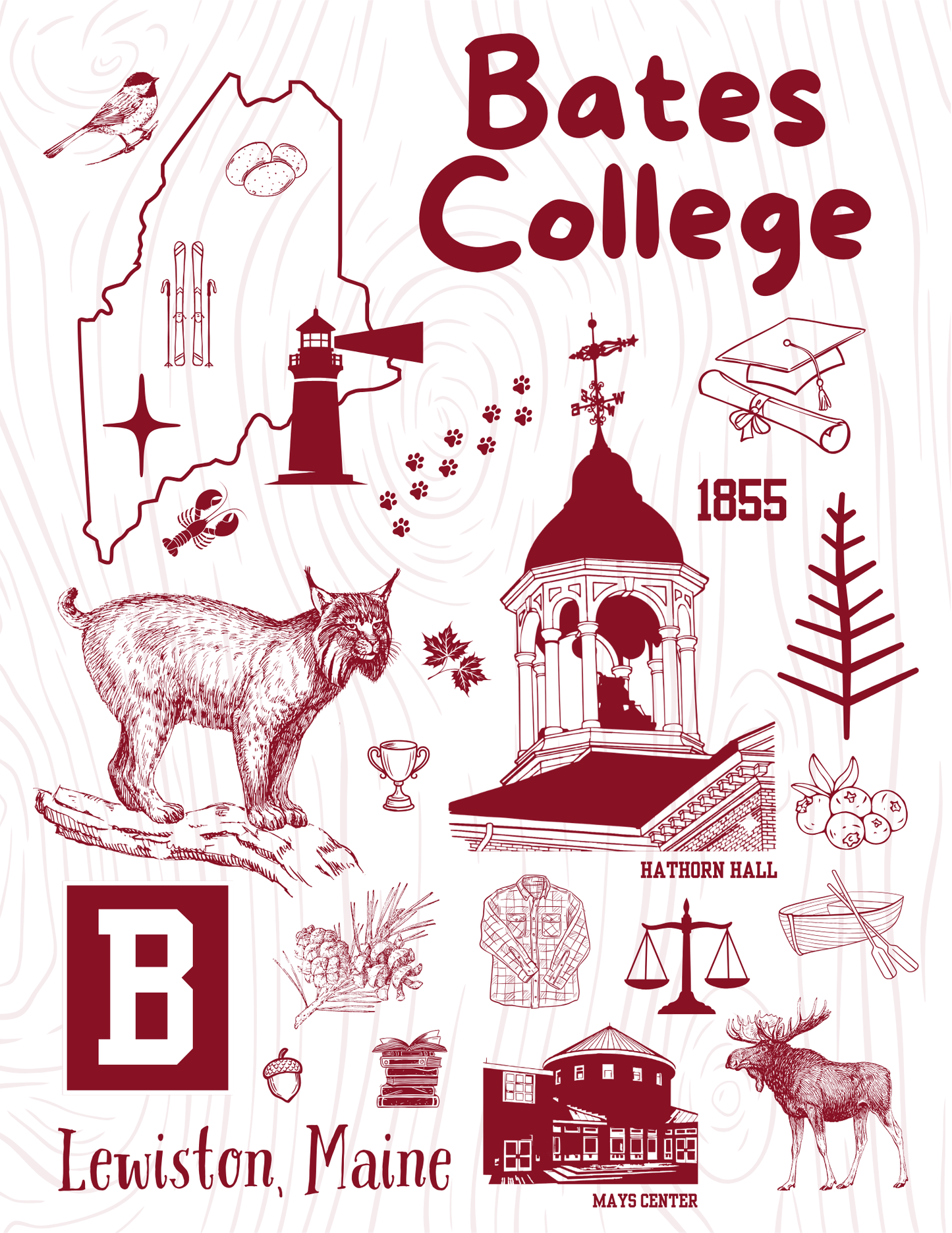 Bates Motif Collage Decal, 2" x 3"