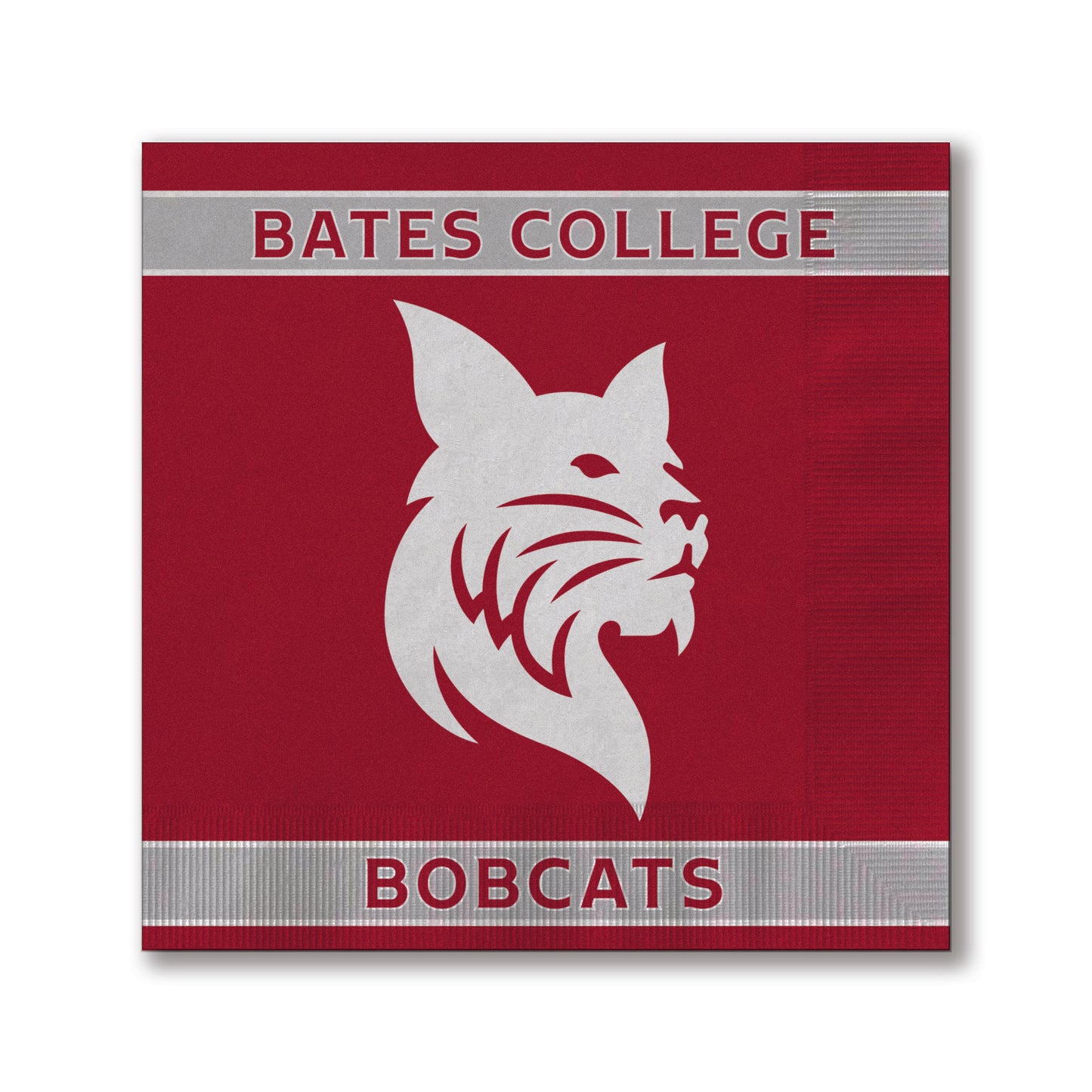 Bates College Bobcats logo on a red background