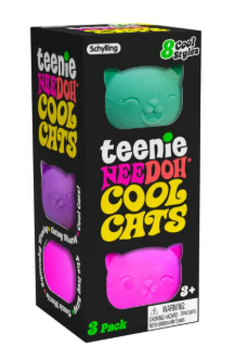 Teenie NeeDoh Cool Cats, Sensory Squeeze Toys, 3 pack