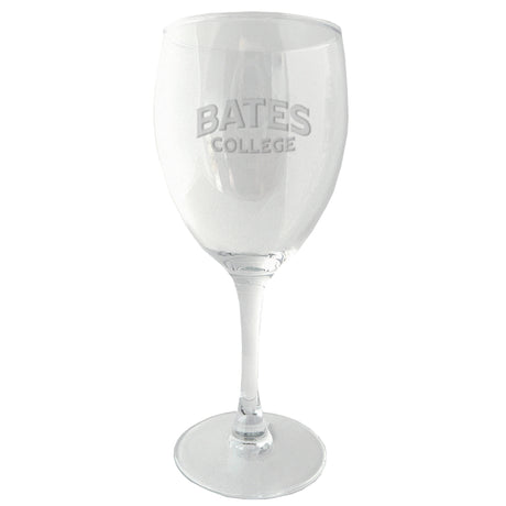 Wine Glass etched with "BATES COLLEGE"