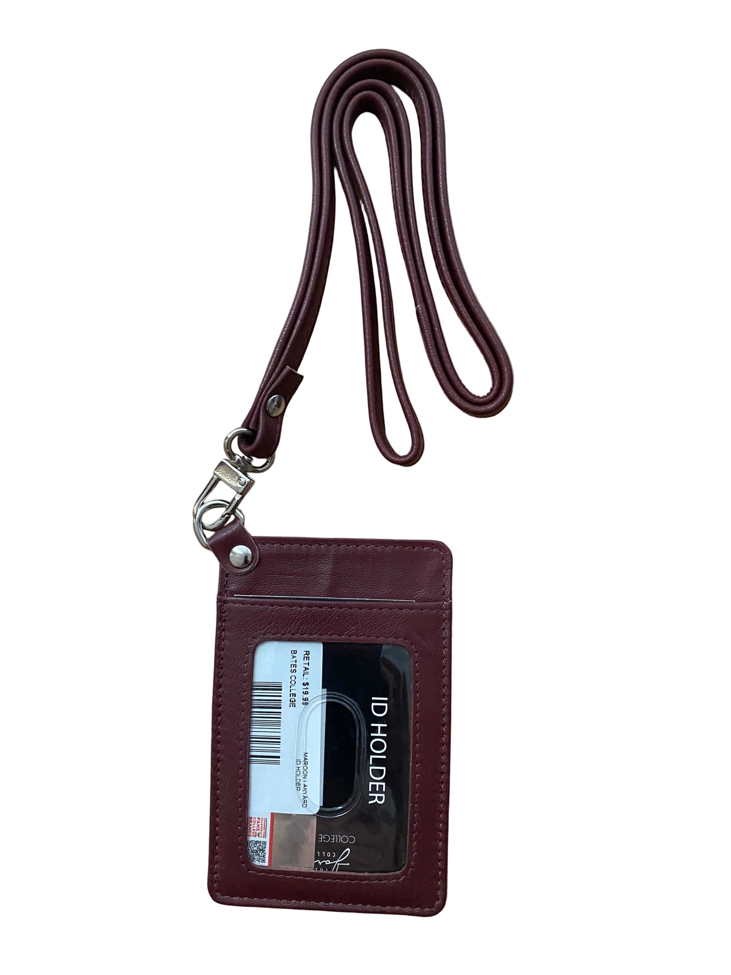 Maroon ID Holder with Lanyard, Bates