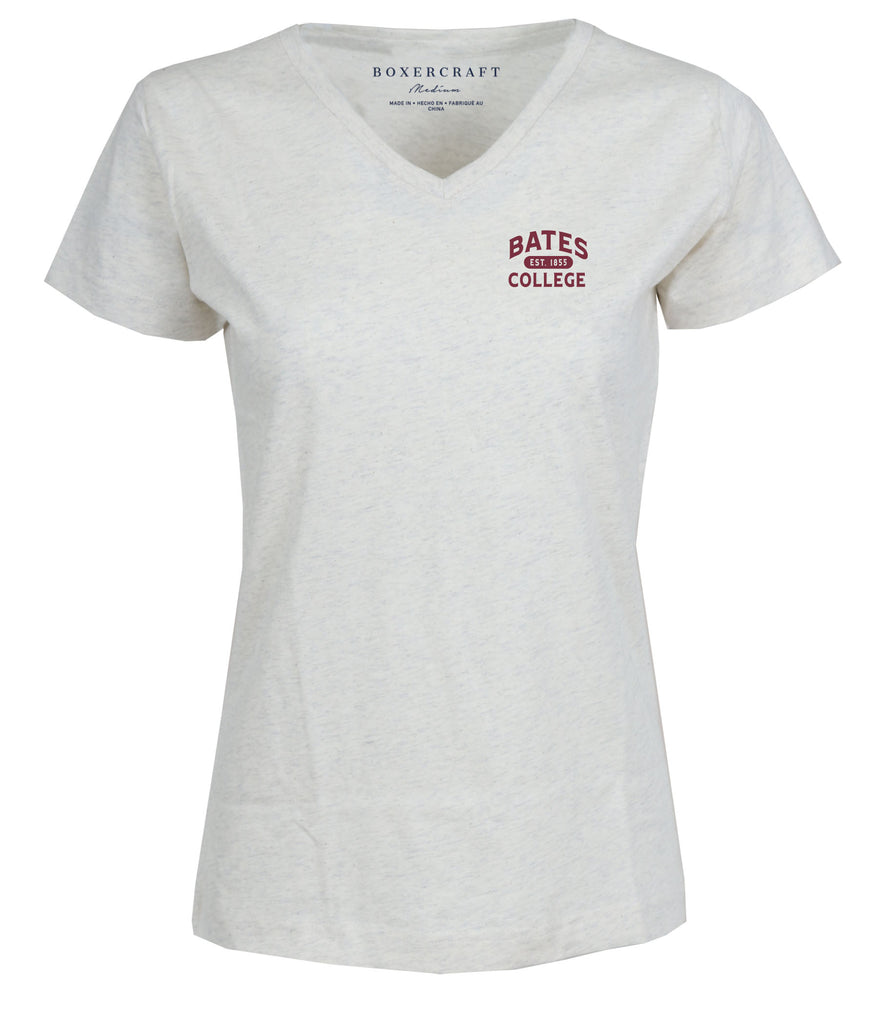 Boxercraft, Ladie's V-Neck Tee with BATES COLLEGE Est 1855 Icon