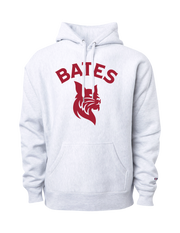Classic hoodie with BATES over Bobcat logo, garnet screen imprint