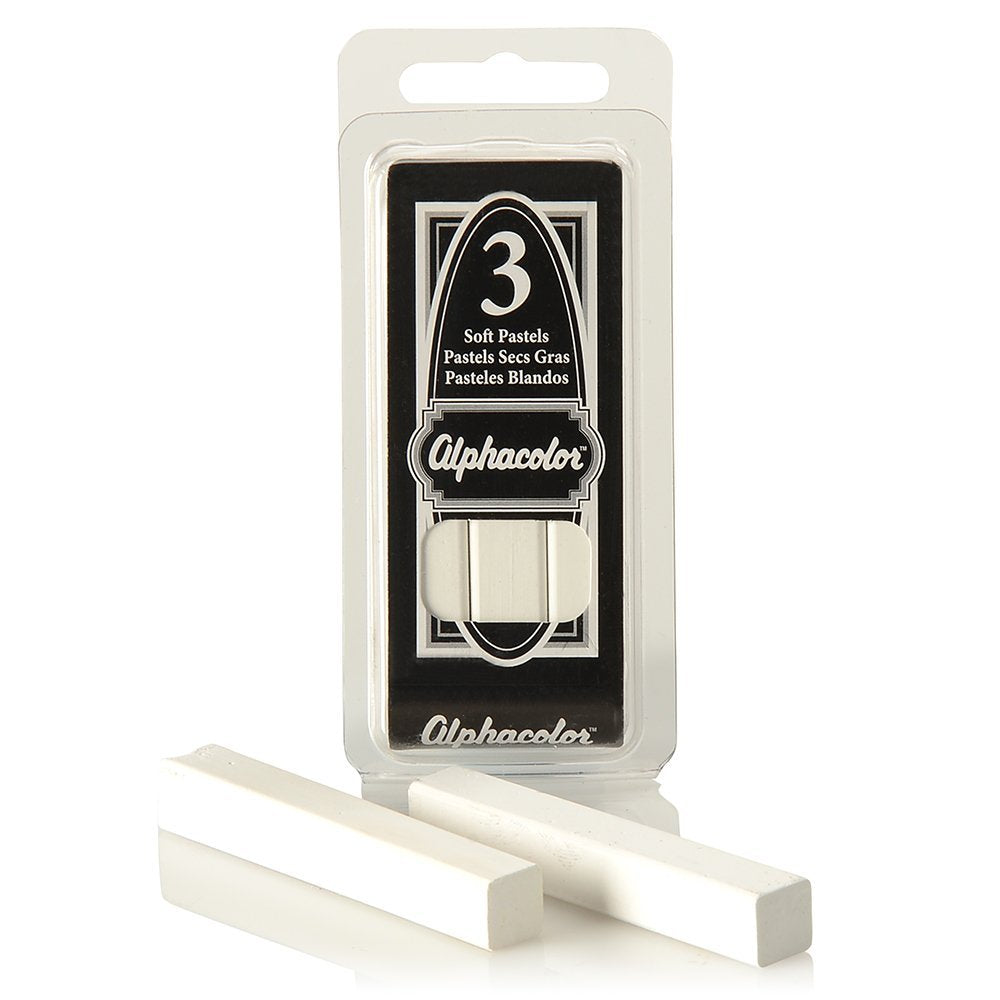 Quartet Alphacolor Round Soft Pastels, White, 3 Pastels per Pack (105W)