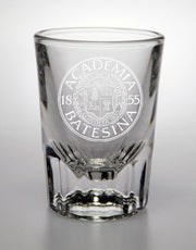 Shot Glass with Etched Bates Academia Seal
