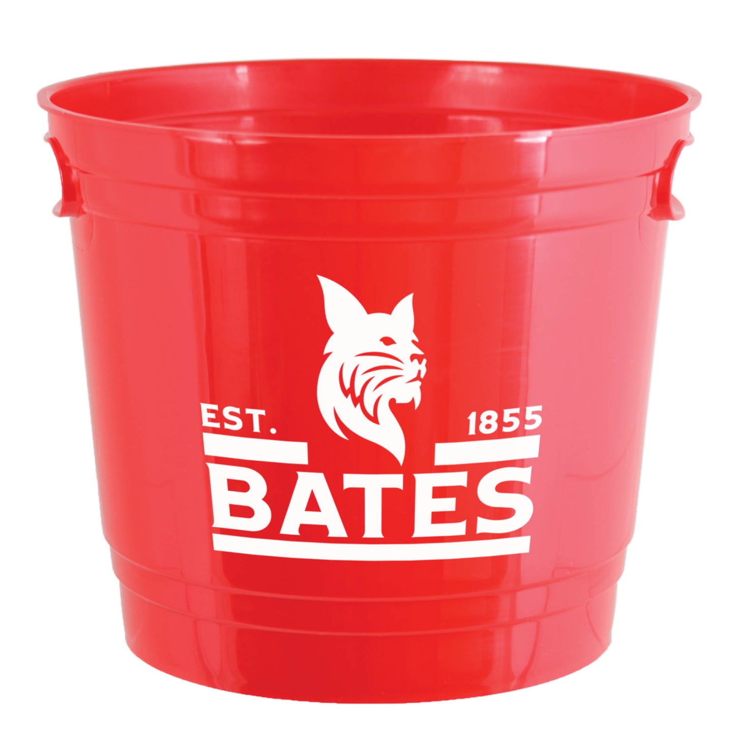 Red with white imprint Bobcat Party Bucket