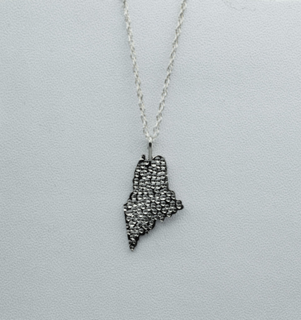 Sterling Silver Maine State with Dimples 18" necklace from Downeast Jewelers