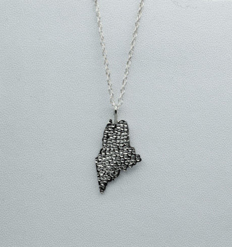 Sterling Silver Maine State with Dimples 18" necklace from Downeast Jewelers