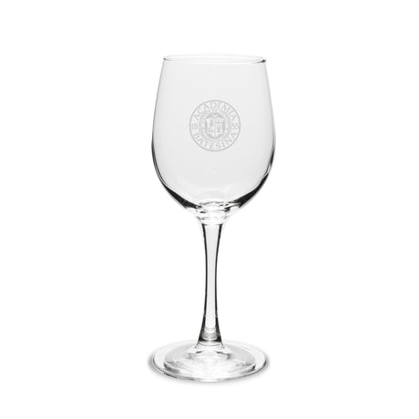 Wine Glass Etched with Bates Academia Seal