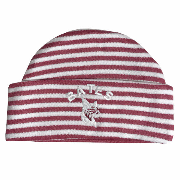 Newborn Striped Hat with BATES Bobcat from Creative Knitwear