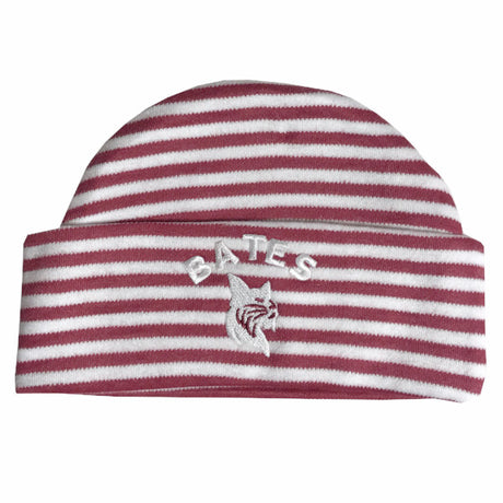 Newborn Striped Hat with BATES Bobcat from Creative Knitwear