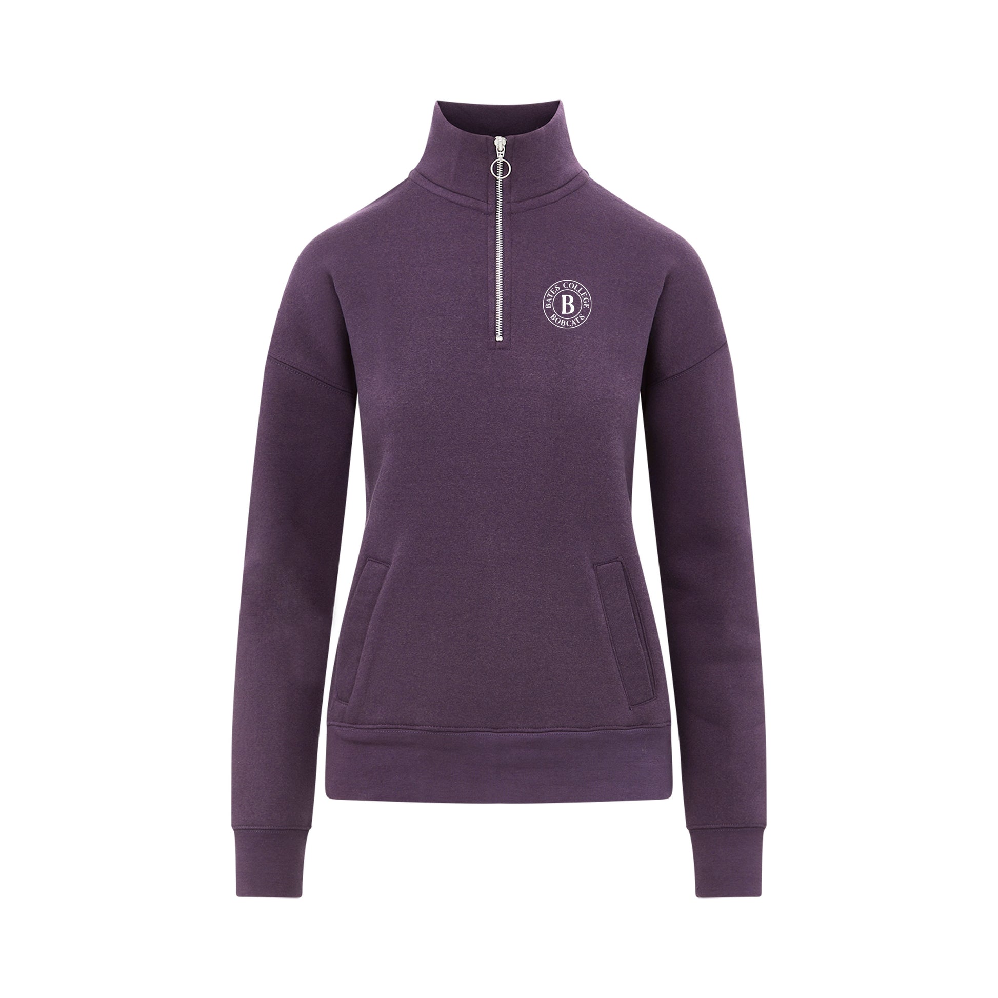 Purple sweatshirt with a B logo on a white background
