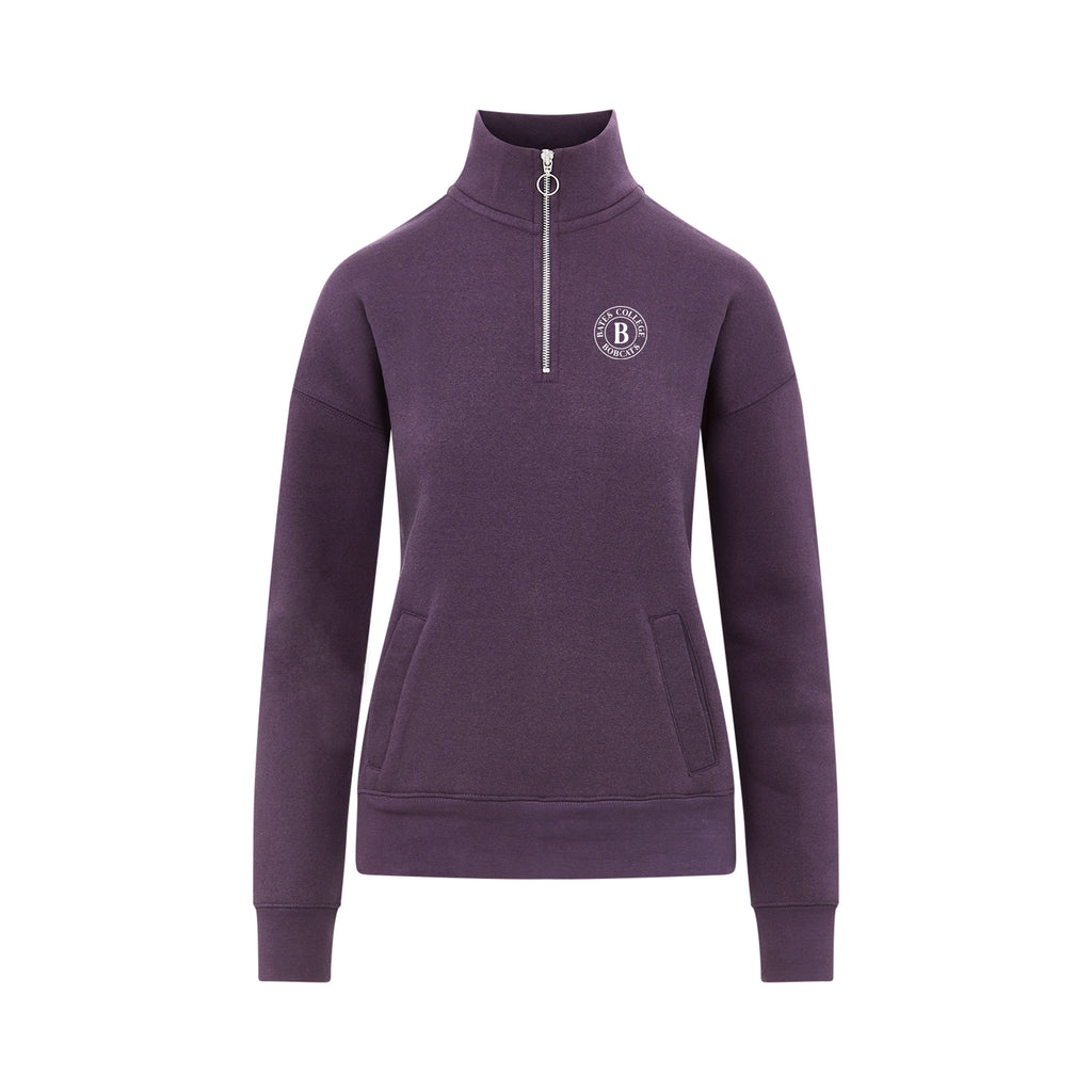 Purple sweatshirt with a B logo on a white background