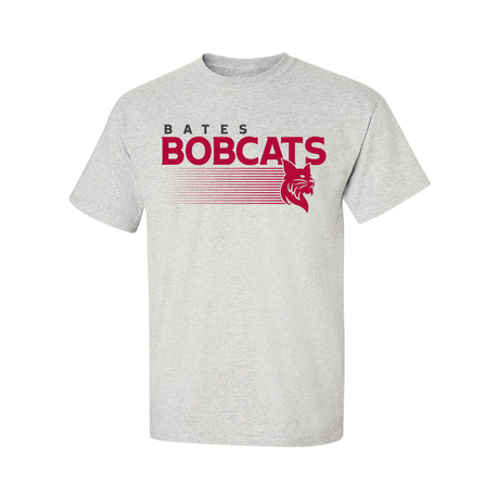 Gray t-shirt with 'Bates Bobcats' text and logo on a white background