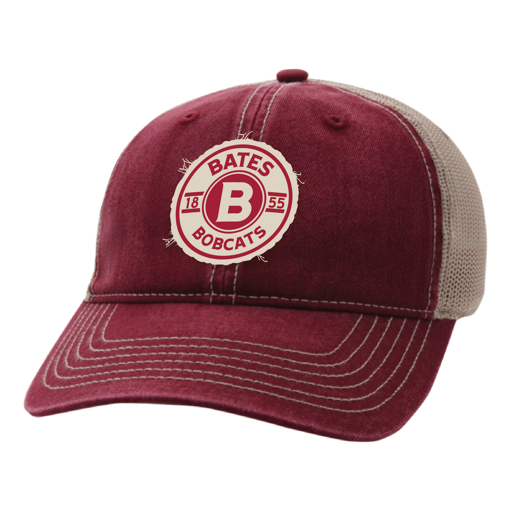 Cap with Distressed BATES COLLEGE 1855 Embroidered Patch