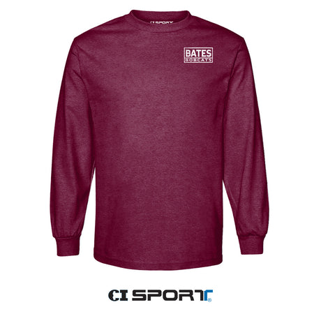 Maroon BATES BOBCATS Long Sleeve Tee from CI Sport