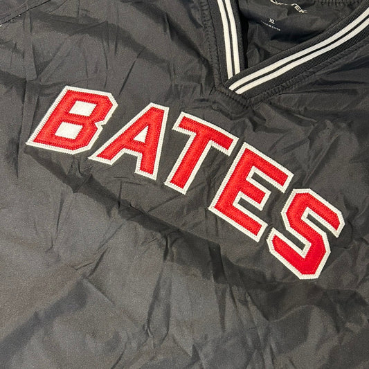 Baseball-Style V-Neck Pullover Jacket - Black