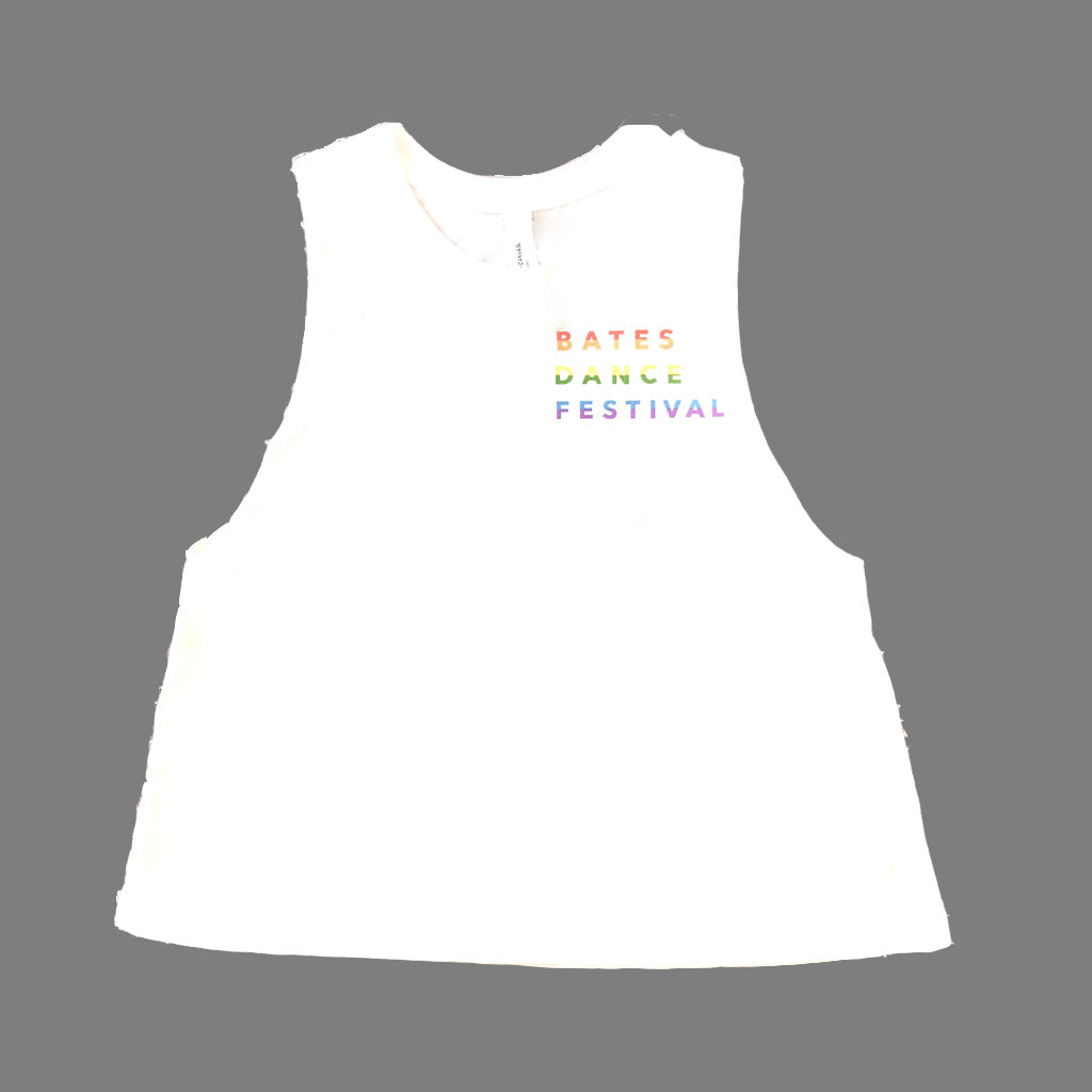 Bates Dance Festival White Tank Top Rainbow Lettering