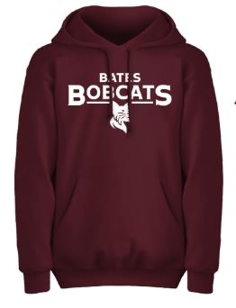 Maroon Hoodie Sweatshirt - Bates Bobcats Logo