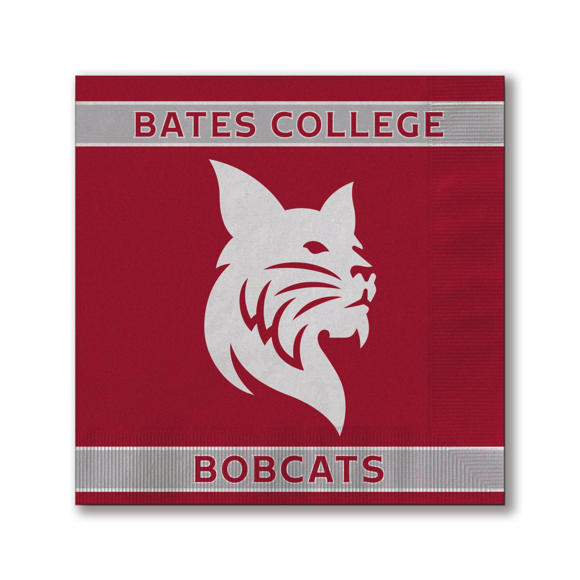 Bates College Bobcats logo on a red background