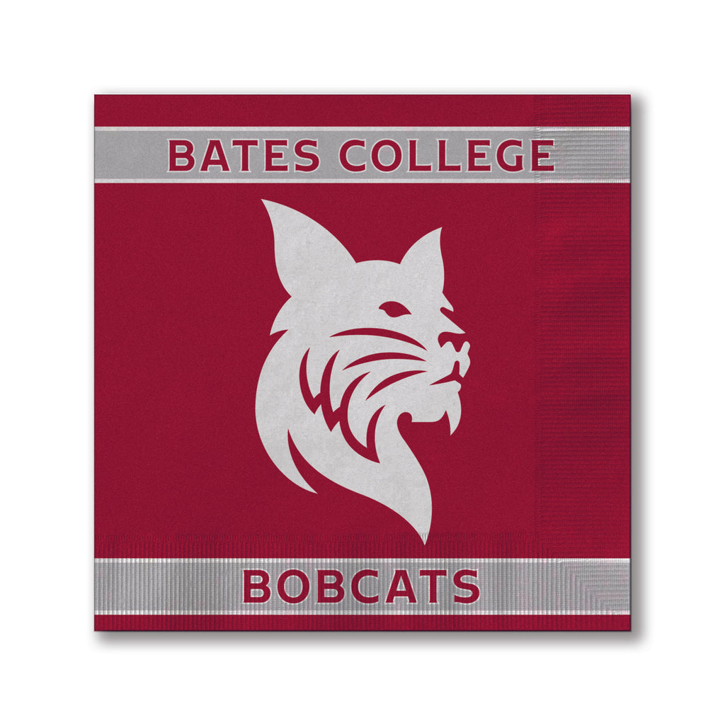 Bates College Bobcats logo on a red background