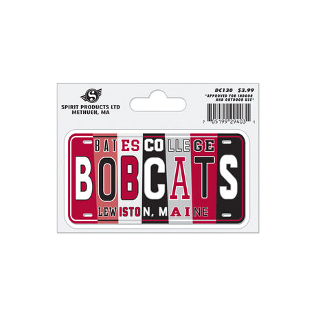 Decal with Retro "BATES COLLEGE BOBCAT, Lewiston, Maine" License Plate Sticker