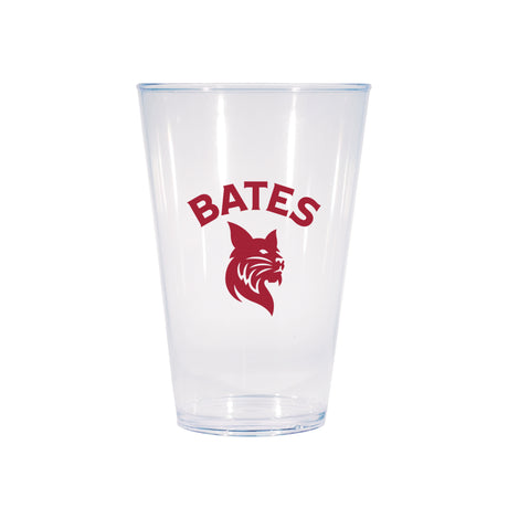 Pint Glass, Shatter Resistant with BATES and Bobcat Icon, Clear