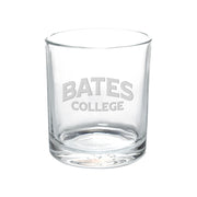 Rocks Glass with Deep Etching of BATES COLLEGE wordmark