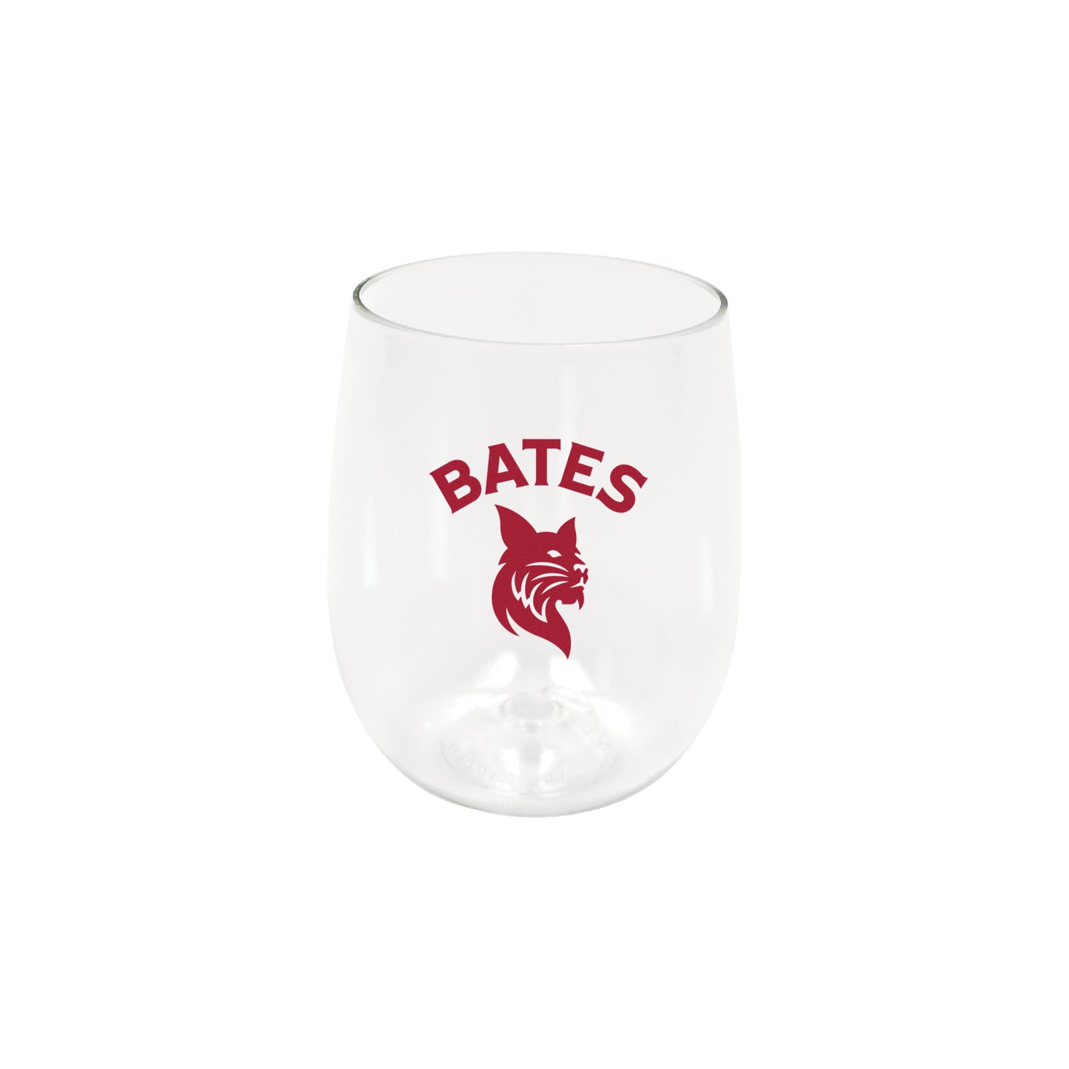CLEAR 12 oz. BATES & Bobcat Plastic Shatter Resistant Wine Glass