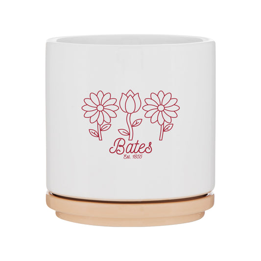 Bates Script Bloom Ceramic Planter, 4"x4.2"