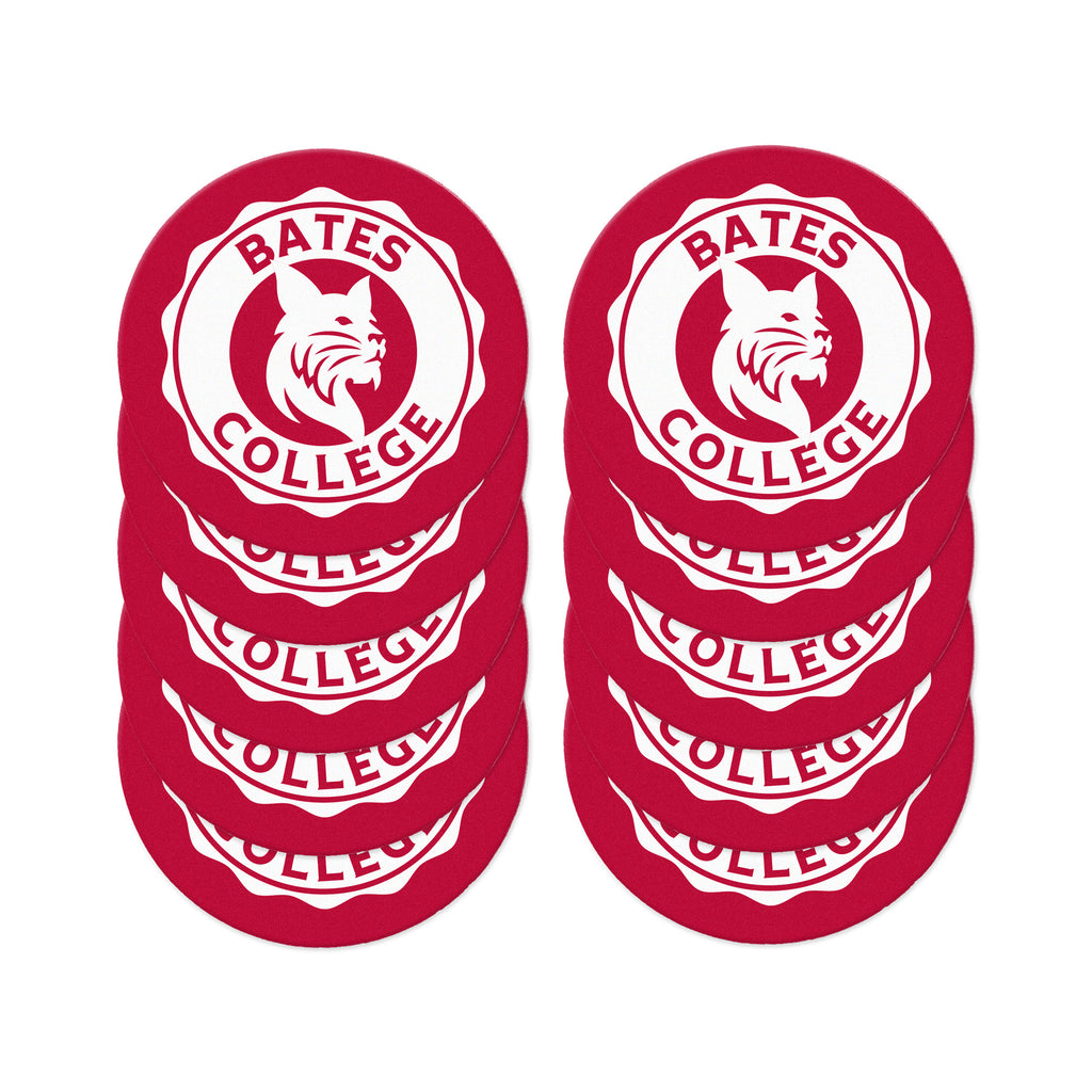 Coaster pack (10) with BATES COLLEGE and Bobcat Icon