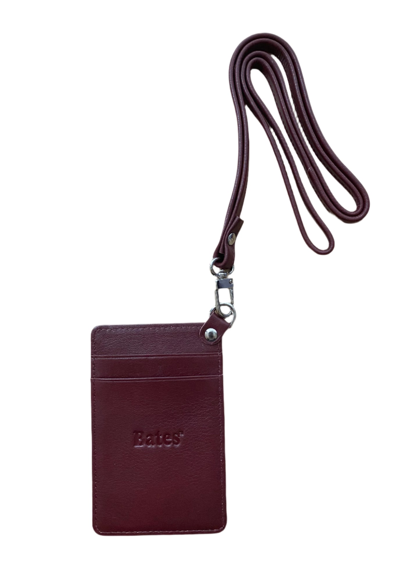 Maroon ID Holder with Lanyard, Bates