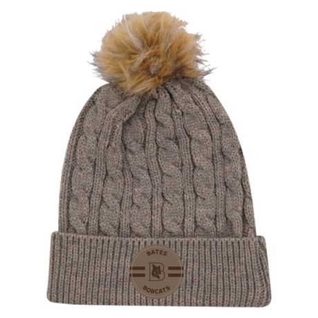 Ahead, Bates Branded Ladies Tan Cable Knit Pom
