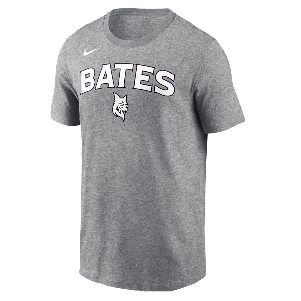 Gray t-shirt with 'BATES' text and logo on a white background
