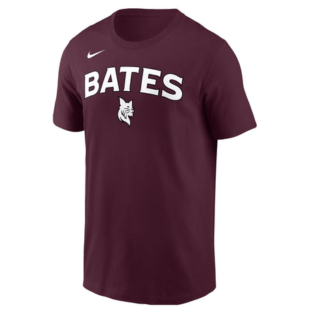 Maroon t-shirt with 'BATES' and a logo on a white background