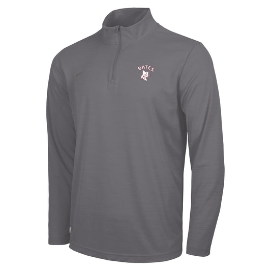 Gray long-sleeve shirt with a logo on a white background