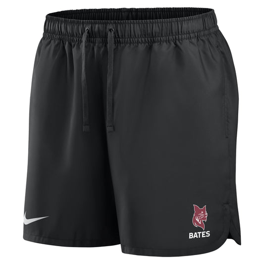 Black shorts with a Bates logo and text on a white background