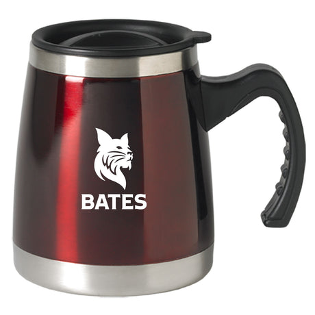 Travel mug w/ handle, Bobcat over BATES