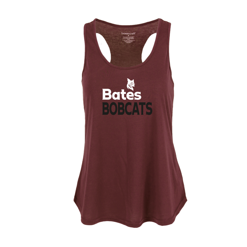 Boxercraft Women's Essential Racerback tank with BATES Bobcat