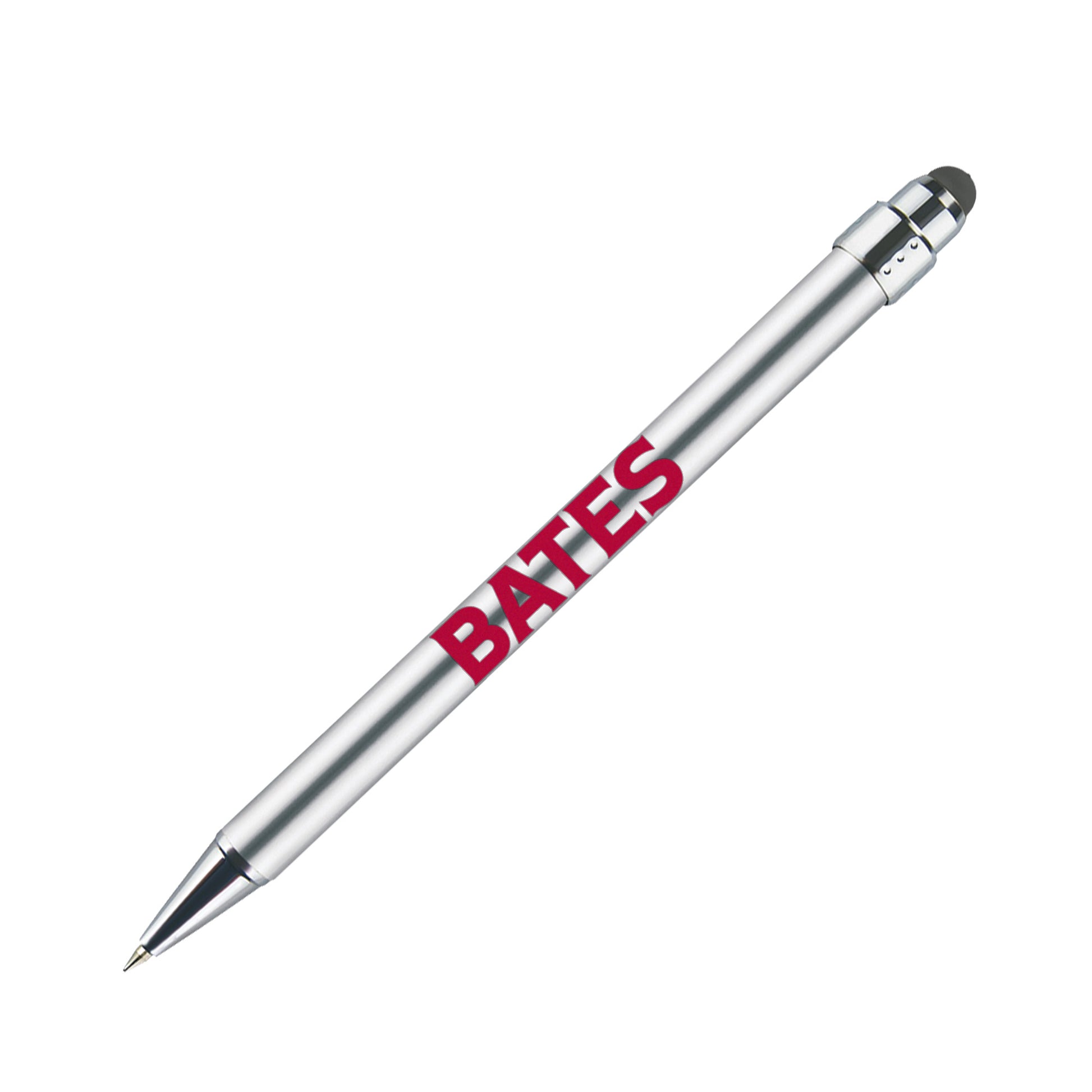 Silver pen with 'BATES' logo on a white background