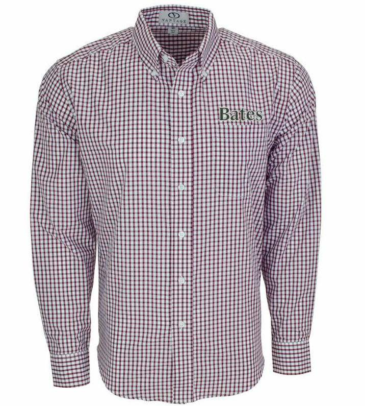 Garnet and White Striped Button Down Shirt from Vantage Bates