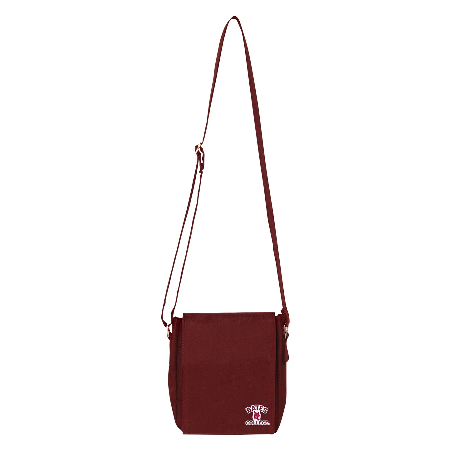 Crossbody Bag, Maroon with BATES and Bobcat icon