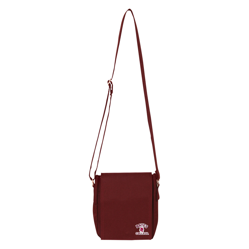 Crossbody Bag, Maroon with BATES and Bobcat icon