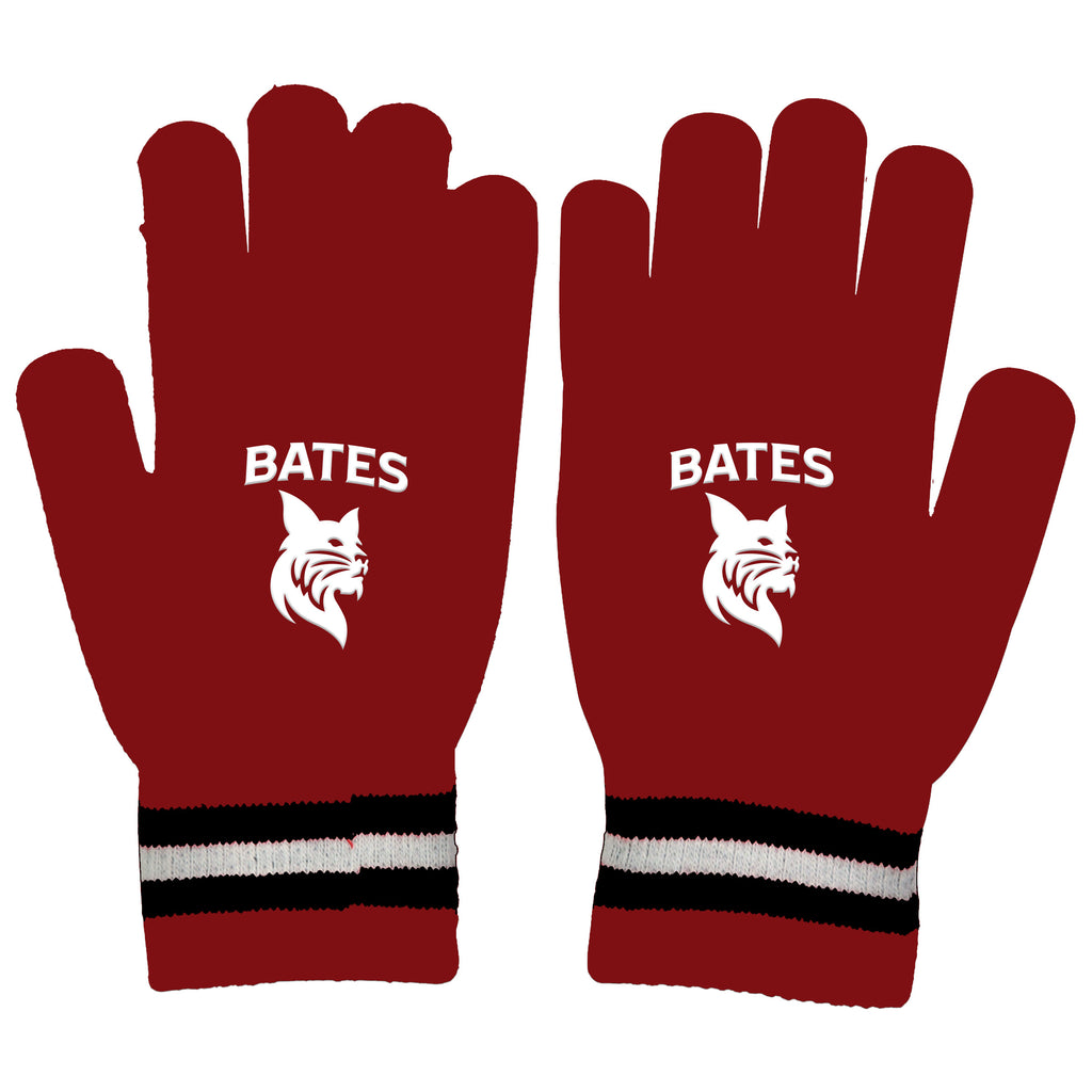 Gloves with BATES arched over Bobcat