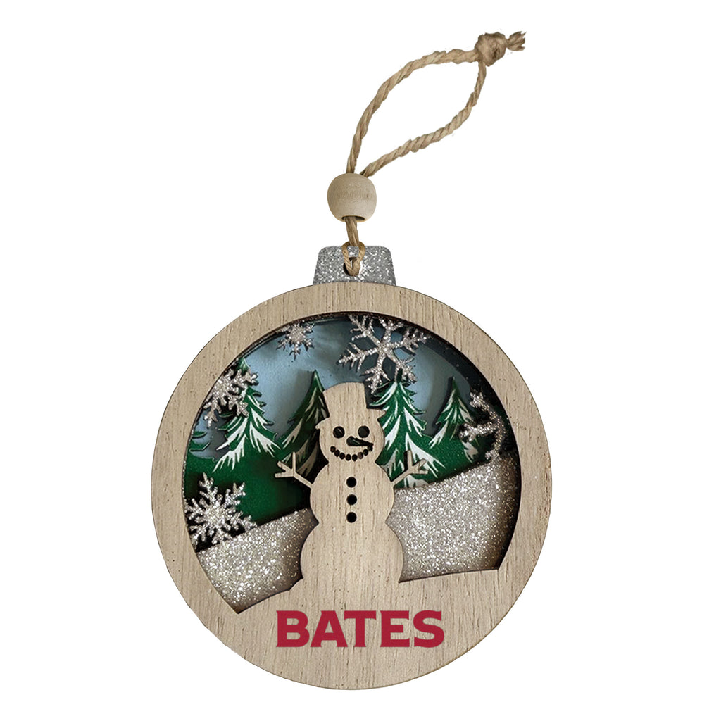 Wooden Round Ornament - Snowman
