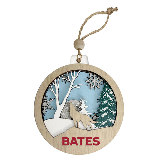 Wooden Round Ornament - Coyote Scene
