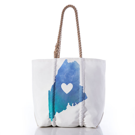 Medium Maine Watercolor Tote from Sea Bags